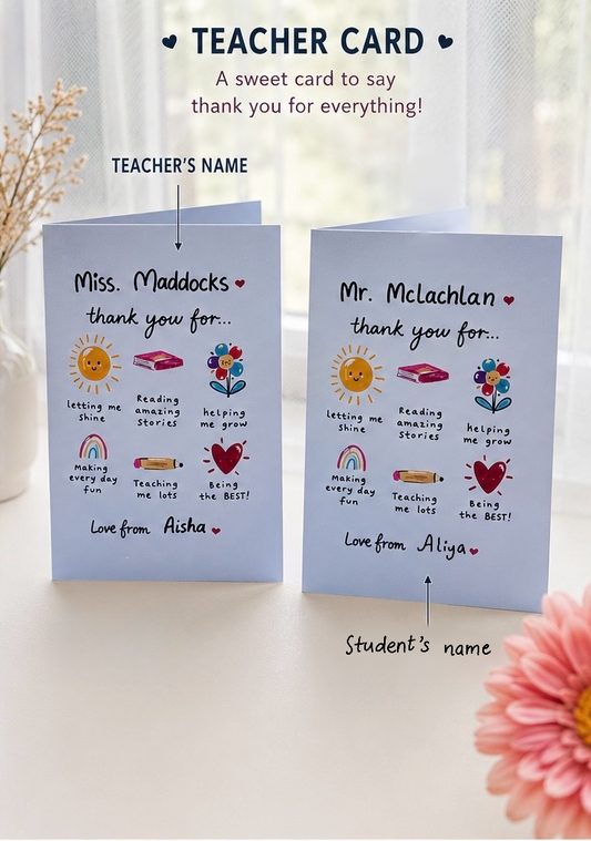 Teacher’s Appreciation Personalised greeting card