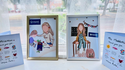 Personalised Teacher Portrait & Appreciation Card Gift Set